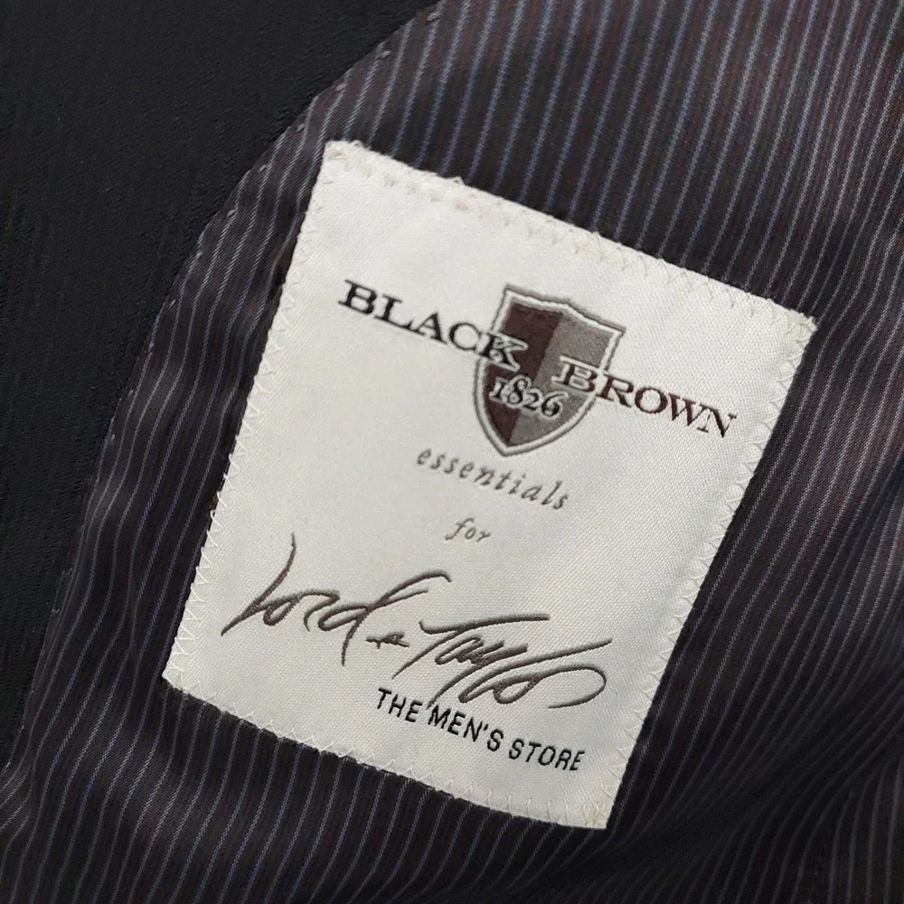 Black Brown 1826 Suit Jacket Mens 42L Black Wool Lord & Taylor Formal Business